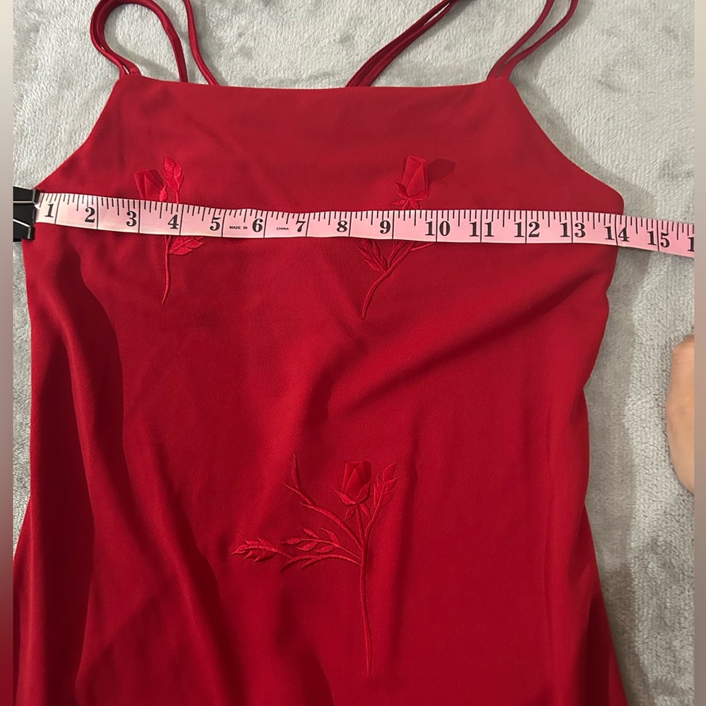 Vintage City triangles square neck maxi floral red dress - Picture 7 of 15